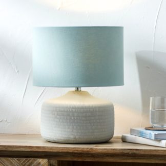 An Image of Kai Duck Egg Textured Ceramic Table Lamp Blue