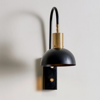 An Image of Mayfair Matt Black Domed Task Wall Light Matt Black