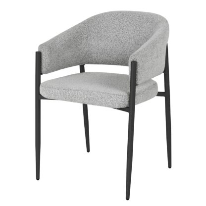 An Image of Set of 2 Indus Valley Herbie Curved Back Boucle Dining Chairs Grey