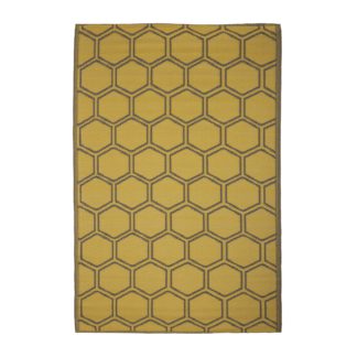 An Image of Fallen Fruits Honeycomb Outdoor Rug Yellow