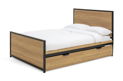 An Image of Habitat Loft Living Kingsize Storage Bed Frame - Oak