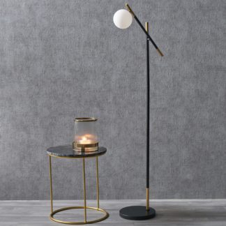 An Image of Wanda White Orb and Black Metal Floor Lamp Black and White