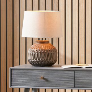 An Image of Anneli Aztec Texture Ceramic Table Lamp Bronze