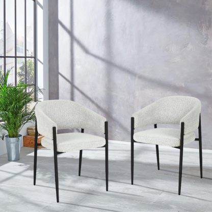 An Image of Set of 2 Indus Valley Herbie Curved Back Boucle Dining Chairs Grey