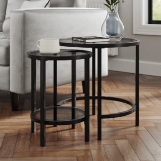 An Image of Return - Sofia Nest of Tables, Smoked Glass Black Black