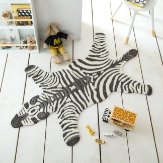 An Image of Zoe the Zebra 90cm x 150cm Rug Black and White