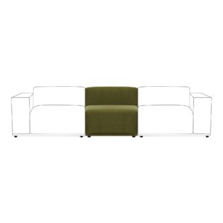 An Image of Modular Cruz Velvet Armless Seat Velvet Olive