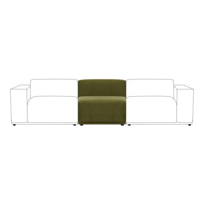 An Image of Modular Cruz Velvet Armless Seat Velvet Olive