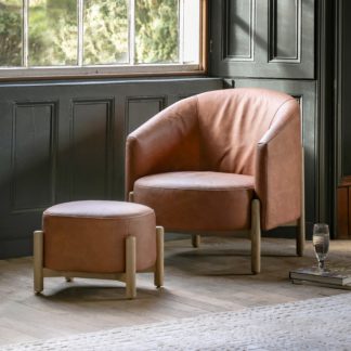 An Image of Belmont Footstool, Leather Brown