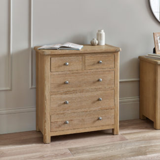 An Image of Memphis - 3+2 Drawer Chest of Drawers - Limed Oak - Wooden - Happy Beds