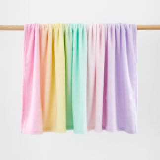 An Image of Pastel Ombre Fleece Throw MultiColoured