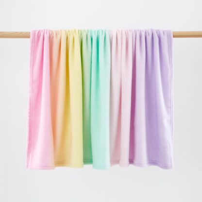 An Image of Pastel Ombre Fleece Throw MultiColoured