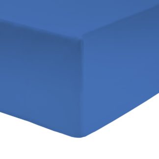 An Image of Habitat Plain Cobalt Blue Fitted Sheet - Single