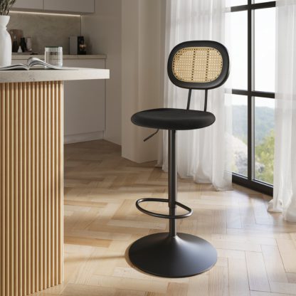 An Image of Arla Velvet Bar Stool Black