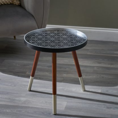 An Image of Peretti Floral Design Side Table Black and Gold