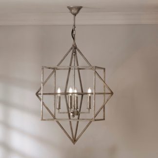 An Image of Sirius Antique Silver Metal 4 Light Cube Pendant Light Antique Silver