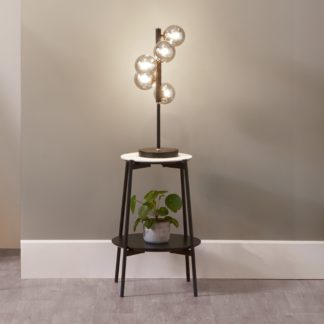 An Image of Blair Smoke Glass Ball and Black Metal Table Lamp Black