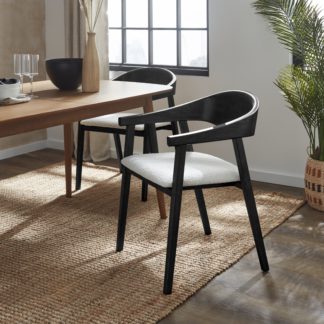 An Image of Oskar Dining Chair, Boucle Black Stained Wood
