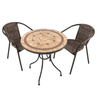 An Image of Riverside 76cm Bistro with 2 Springdale Chairs Set Brown