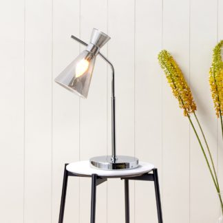 An Image of Monroe Waisted Glass and Metal Table Lamp Silver