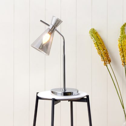 An Image of Monroe Waisted Glass and Metal Table Lamp Silver