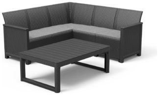 An Image of Keter Elodie 5 Seater Plastic Garden Corner Sofa Set - Grey