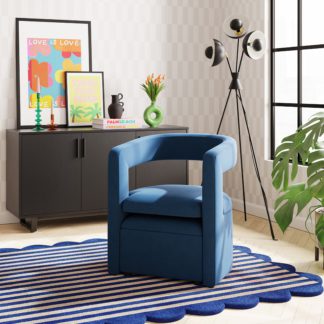 An Image of Tallie Velvet Accent Chair Cobalt Blue