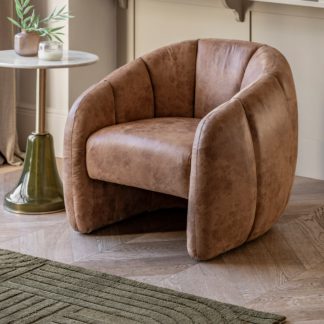 An Image of Brea Tub Chair, Leather Tan
