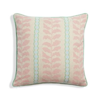 An Image of Habitat Panelled Leaf Print Cushion - 43x43cm