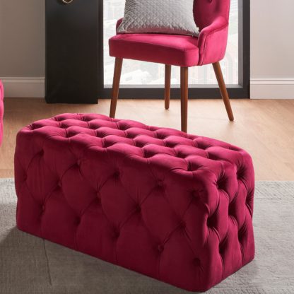 An Image of Seraphina Velvet Buttoned Ottoman Dove (Grey)