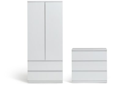 An Image of Habitat Jenson 2 Piece 2 Door Wardrobe Set- White