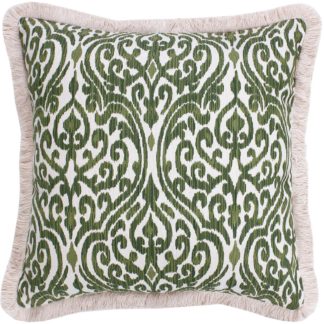 An Image of Printed Fringe Cushion - Green