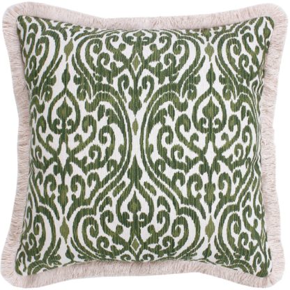 An Image of Printed Fringe Cushion - Green