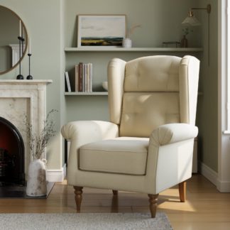 An Image of Alexander Grande Wing Back Cosy Chenille Chair Natural