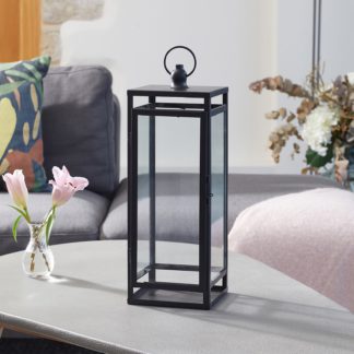 An Image of Noir Square Lantern 42cm