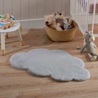 An Image of Faux Fur Cloud Shaped Rug Silver