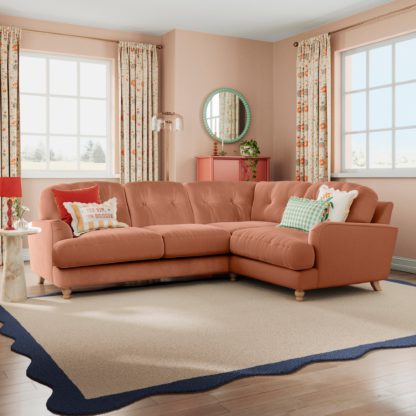 206b8cdc1d56d69fdfbfb0bb500ab28a205dcb0cd33a57e0e31de87872451c60.jpg An Image of Martha Vintage Velvet Full Corner Sofa Vintage Velvet Apricot