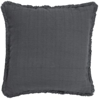 An Image of Woven Stonewashed Cushion - Charcoal