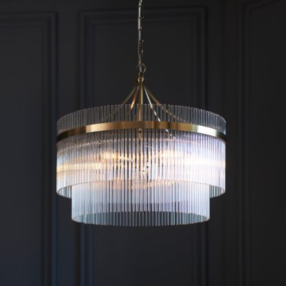 An Image of Vogue Langdon 5 Light Chandelier Nickel