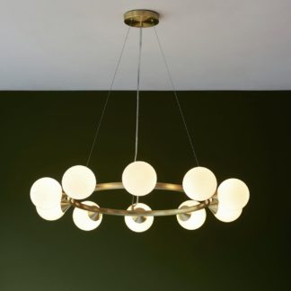 An Image of Shore Light Frome Metal 10 Light Ring Pendant Light - Brass