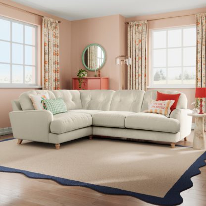 34cf9004ab1ed3a7340168347eefec96ce0206d4168b5292efcafc4b12d74347.jpg An Image of Martha Vintage Velvet Full Corner Sofa Vintage Velvet Apricot