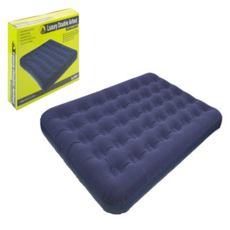 An Image of Double PVC Coated Flocked Airbed Blue