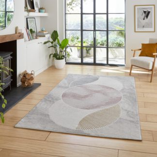 An Image of Creation Ribbed Art Deco Rug Pink
