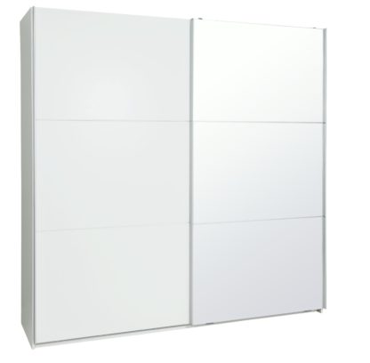 An Image of Habitat Holsted Medium Gloss & Mirror Wardrobe - White