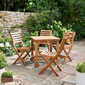 An Image of Compact Wooden Folding Dining Set Natural