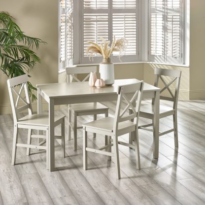 An Image of Malaren 4 Seater Dining Set, Grey Grey