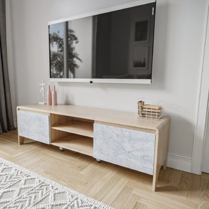 An Image of Lenox TV Stand for TVs up to 60, Light Oak Light Oak