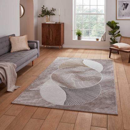 An Image of Creation Ribbed Art Deco Rug Pink