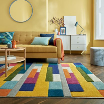 4933e48f3e3134a24ccde50b1b2980fa60c4e58744af77c20b1cef2111918c1d.jpg An Image of Mambo Patchwork Stripe Rug MultiColoured