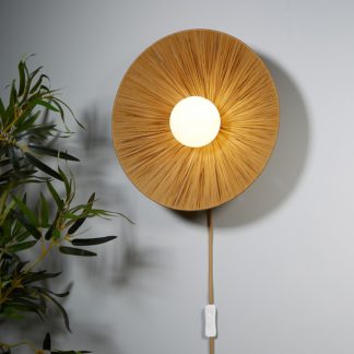 An Image of Raffia & Opal Wall Light